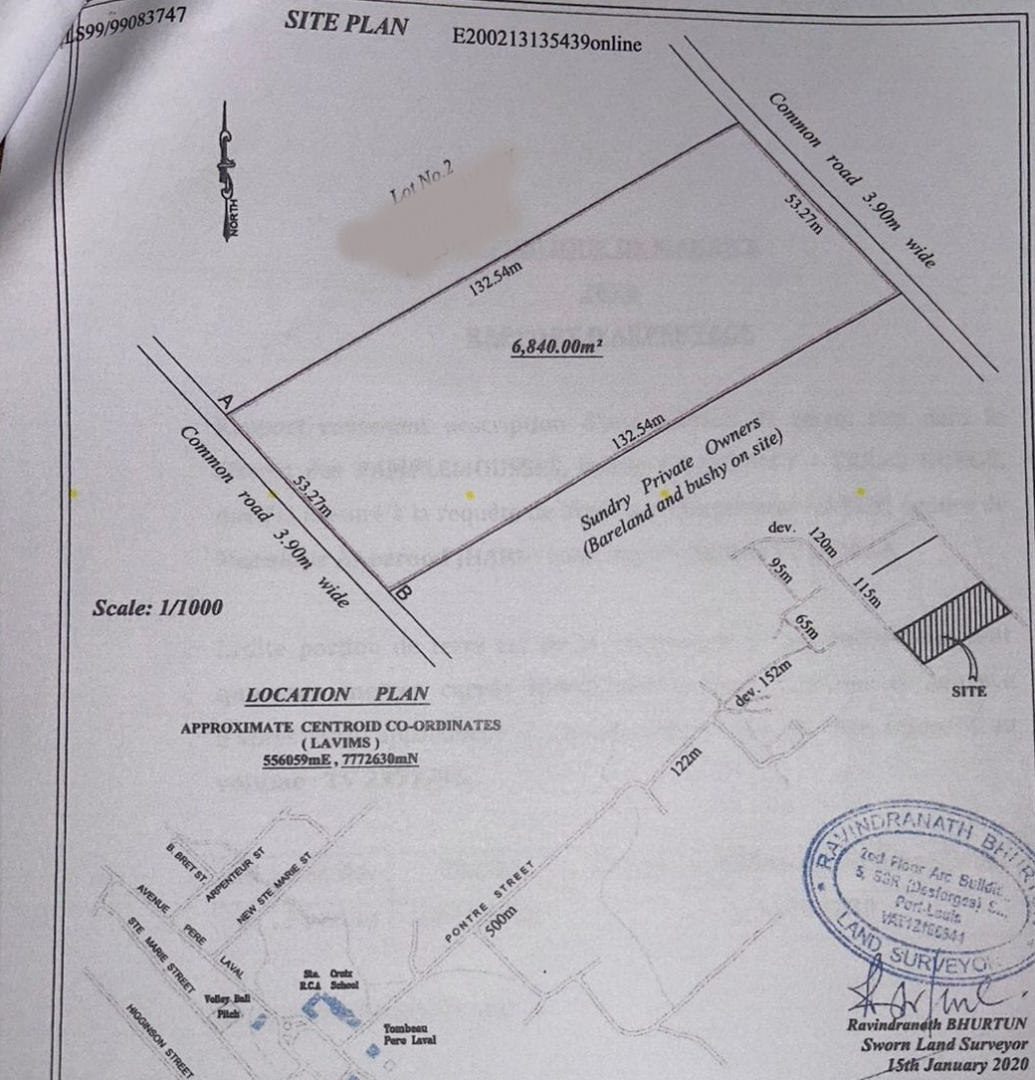 Agricultural land of 6840 m2 for sale in Ste Croix, north, Mauritius – LexpressProperty.com | 778942 | Ref01