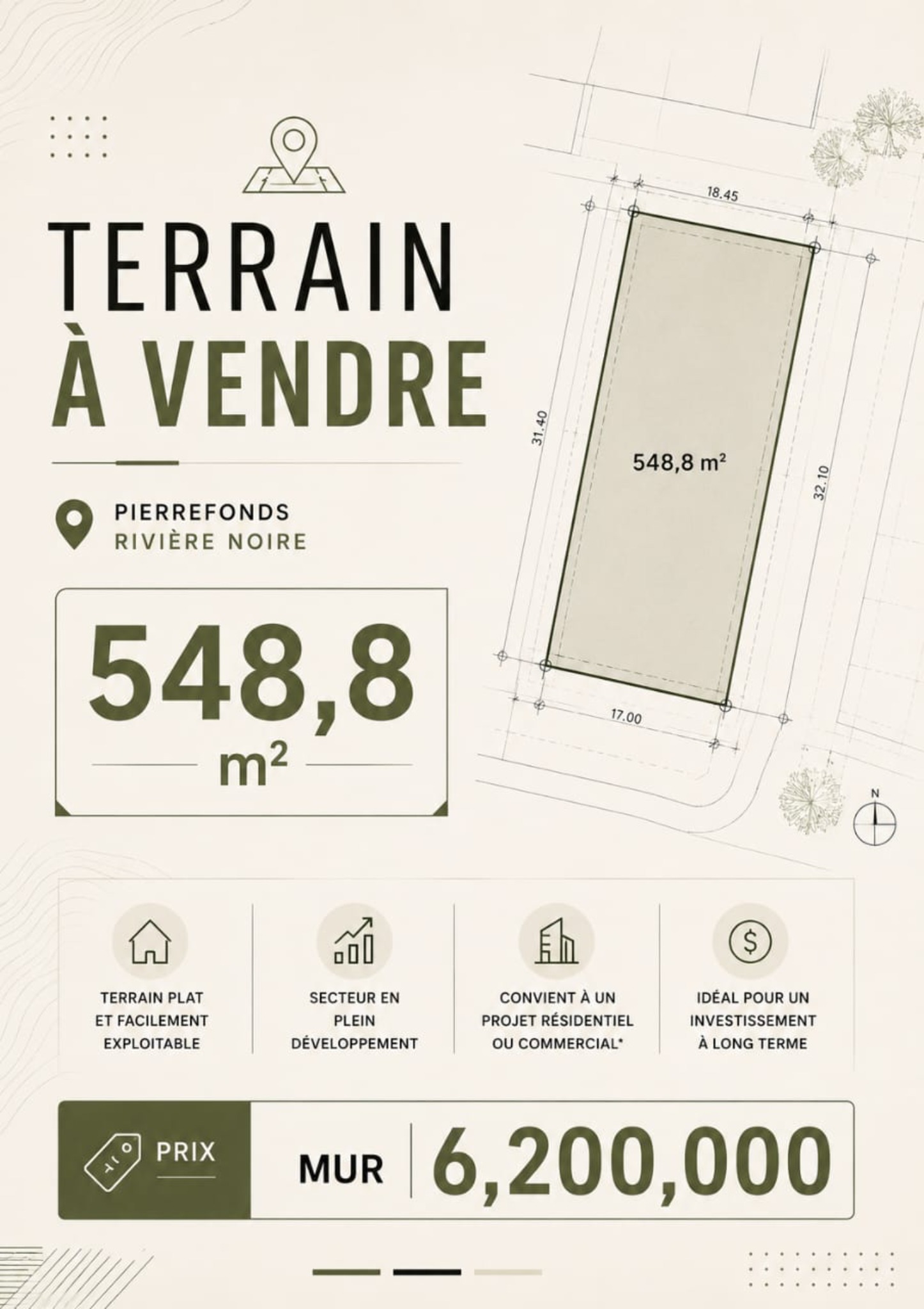 Terrain résidentiel de 549 m2 en vente à Black River, ouest, île Maurice – LexpressProperty.com | 802192 | Ref01