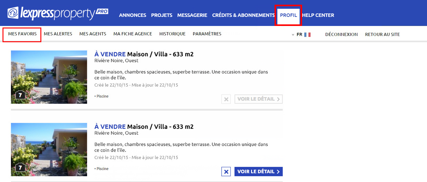 2. Consulter ses favoris