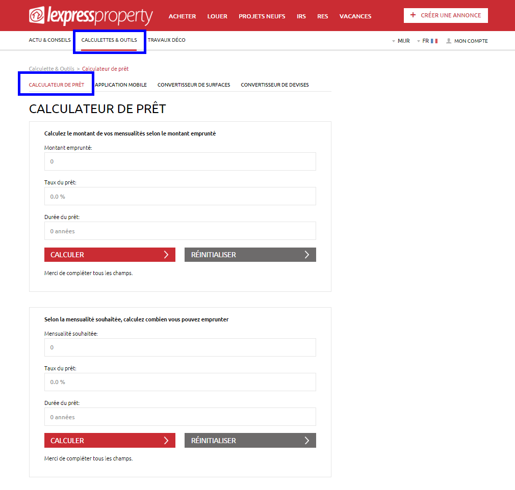 5. Calculateur de prêts