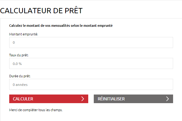 5. Calculateur de prêts