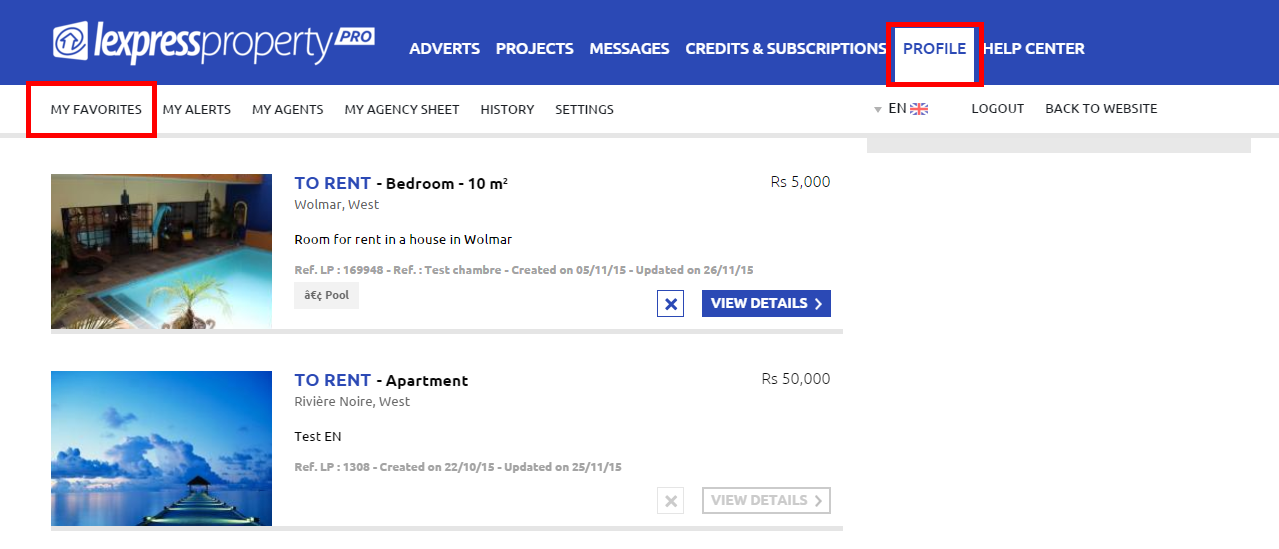 2. View my Favorite Adverts
