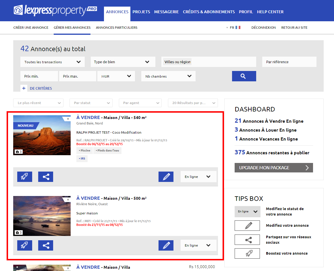 4. Affichage des annonces